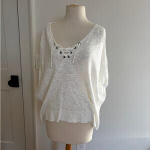 Neely White Cotton Linen bLend White Light Sweater Size XS/Small